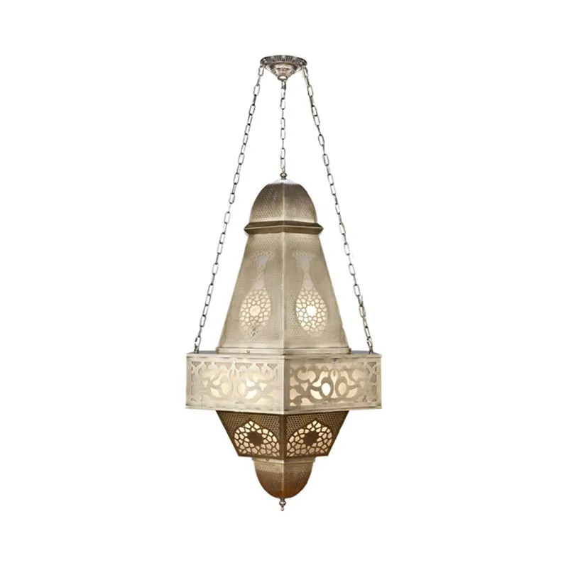 6-koppige torenkroonluchter verlichting Arabische messing afwerking metalen hangende plafondlamp met ketting Clearhalo