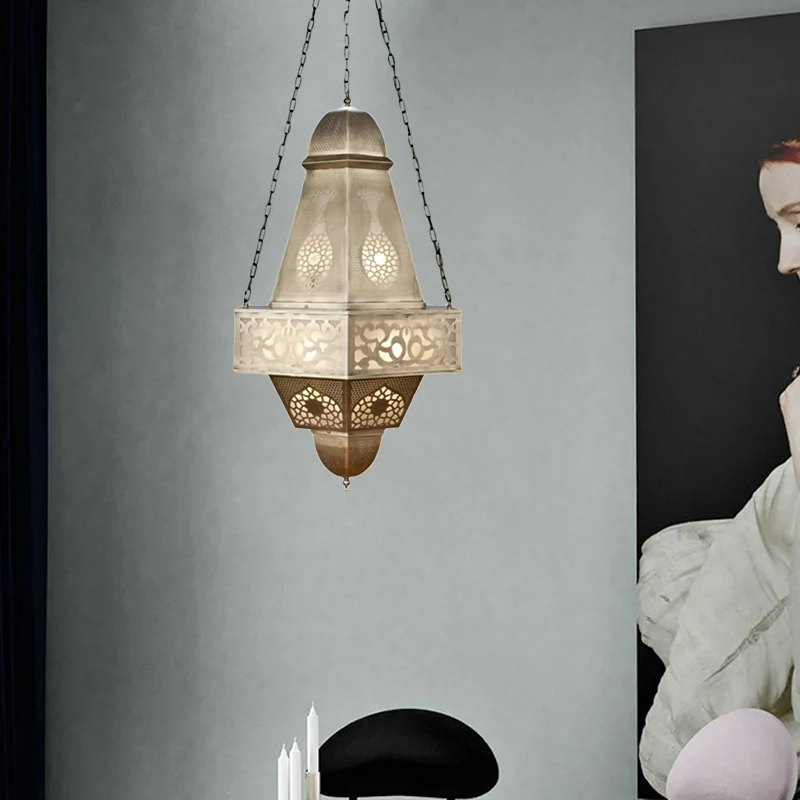 6-koppige torenkroonluchter verlichting Arabische messing afwerking metalen hangende plafondlamp met ketting Clearhalo