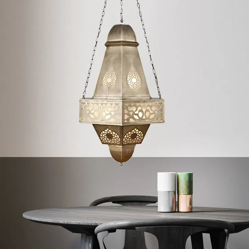 6-koppige torenkroonluchter verlichting Arabische messing afwerking metalen hangende plafondlamp met ketting Clearhalo