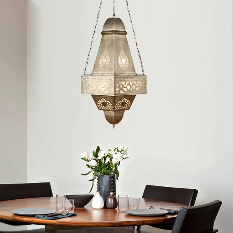 6-koppige torenkroonluchter verlichting Arabische messing afwerking metalen hangende plafondlamp met ketting Clearhalo