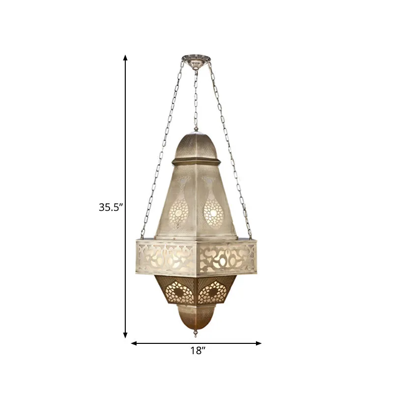 6-koppige torenkroonluchter verlichting Arabische messing afwerking metalen hangende plafondlamp met ketting Clearhalo