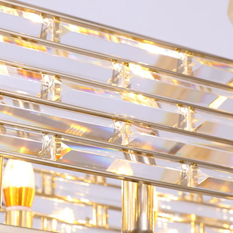 6-kops ronde plafondkroonluchter, eigentijdse kristallen hanglamp messing Clearhalo