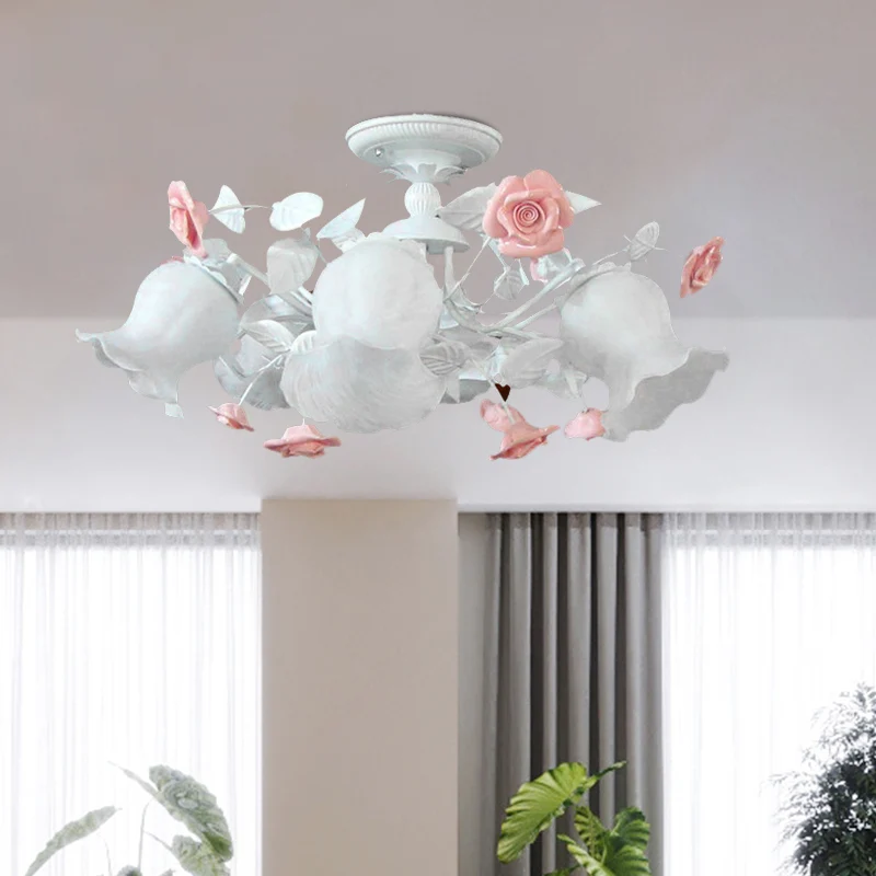 6-kops semi-inbouwlicht Koreaanse tuinbloesem wit glas inbouwverlichtingsarmatuur Clearhalo