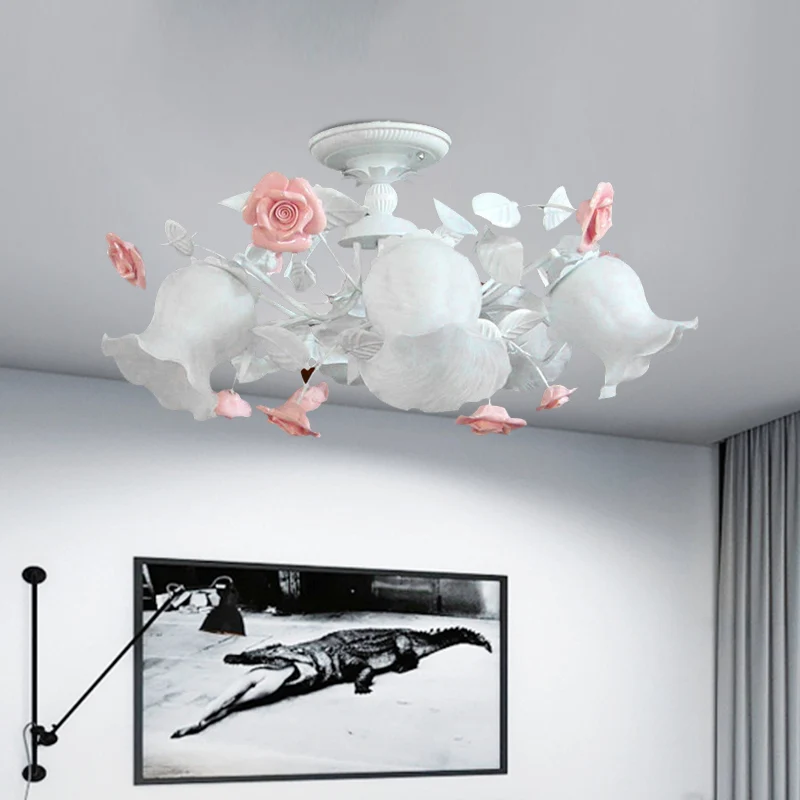6-kops semi-inbouwlicht Koreaanse tuinbloesem wit glas inbouwverlichtingsarmatuur Clearhalo