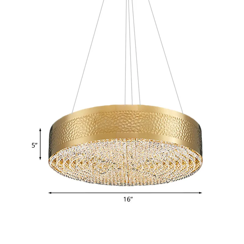 6-lamps Drum Kroonluchter Licht Postmodern Goud Helder K9 Kristallen Hanglamp voor Slaapkamer Clearhalo