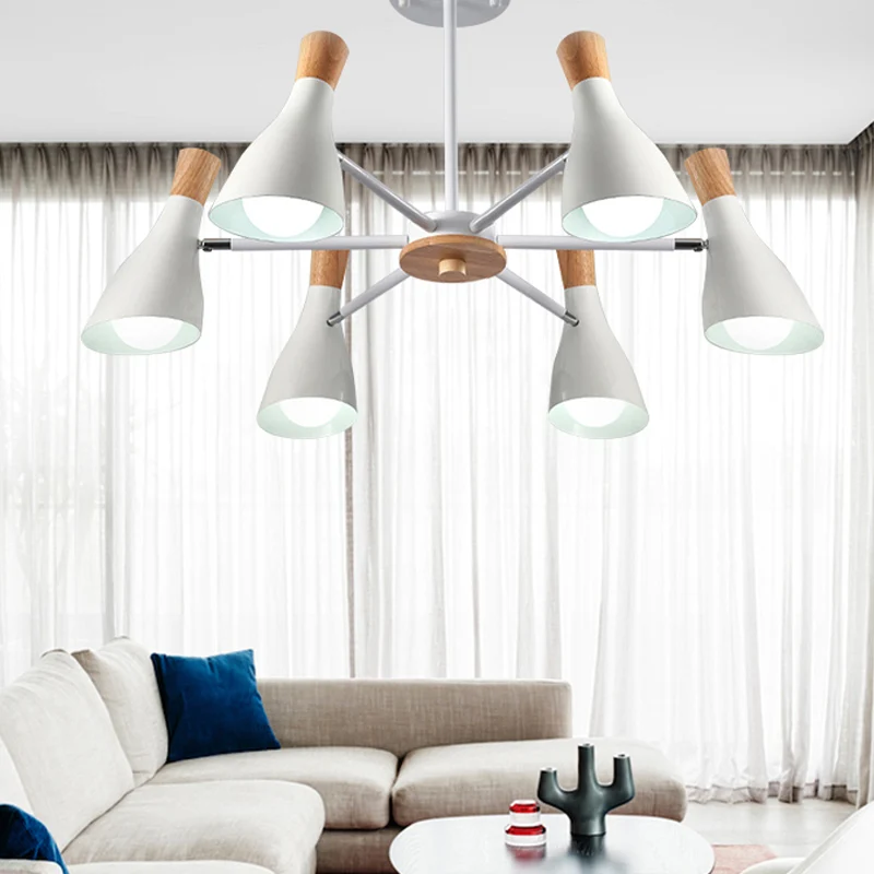 6-lichts fles hanglamp Scandinavische stijl metalen kroonluchter voor meisjesslaapkamer stoffenwinkel Clearhalo