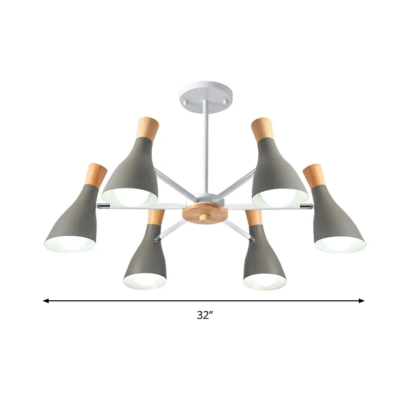 6-lichts fles hanglamp Scandinavische stijl metalen kroonluchter voor meisjesslaapkamer stoffenwinkel Clearhalo