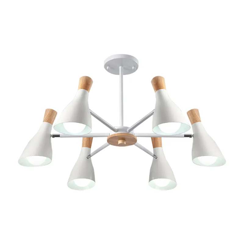 6-lichts fles hanglamp Scandinavische stijl metalen kroonluchter voor meisjesslaapkamer stoffenwinkel Clearhalo