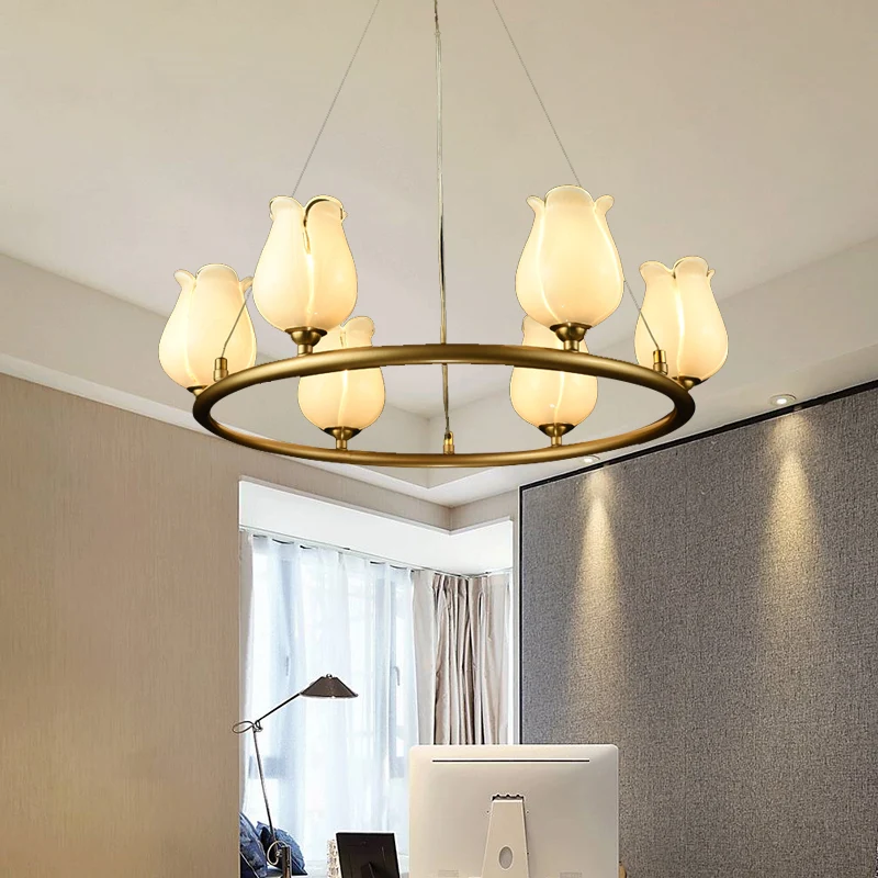 6-lichts kroonluchter hanglamp traditioneel wagenwiel LED metalen hanglamp met wit/geel glazen kap Clearhalo