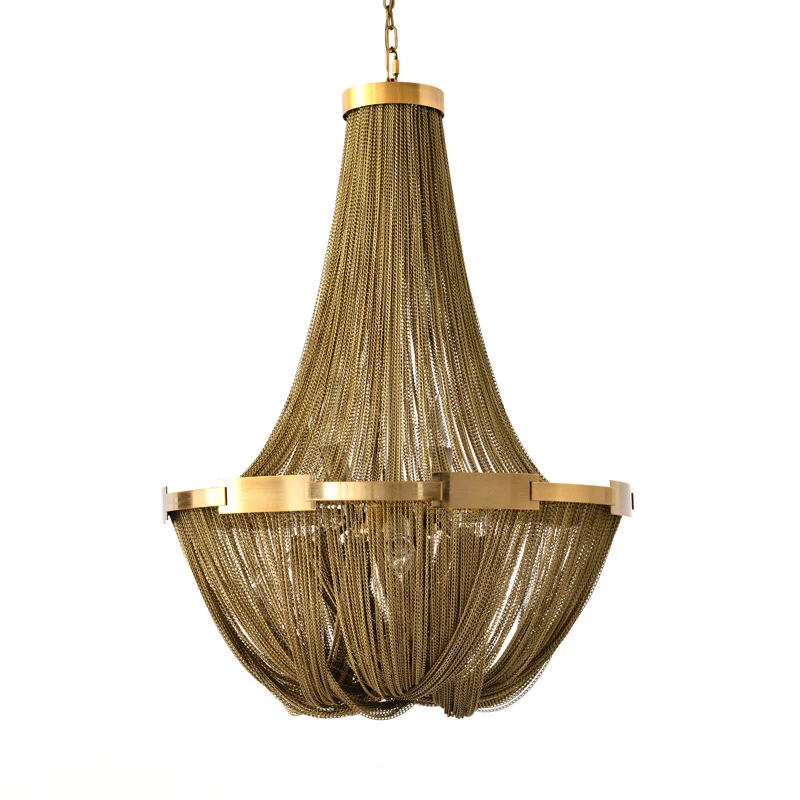 6-lichts mandvormige kroonluchterlamp landelijk goud metallic hanglampset voor woonkamer Clearhalo