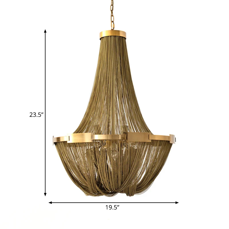 6-lichts mandvormige kroonluchterlamp landelijk goud metallic hanglampset voor woonkamer Clearhalo