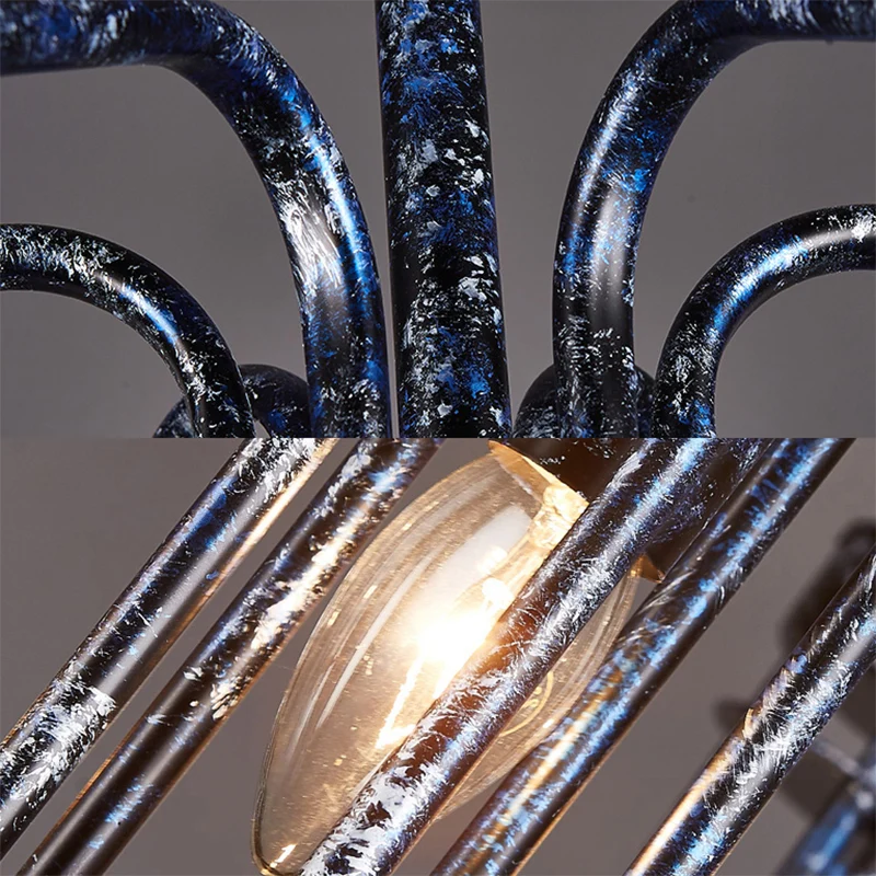 6-lichts metalen kroonluchterlamp boerderij antieke zwarte spoetnik slaapkamer naar beneden verlichting hanger Clearhalo