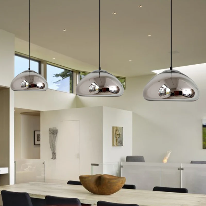 7"/12" W dubbelwandige hanglamp postmodern zilver/goud/brons glas 1 lamp zwart plafond hanglamp boven tafel Clearhalo