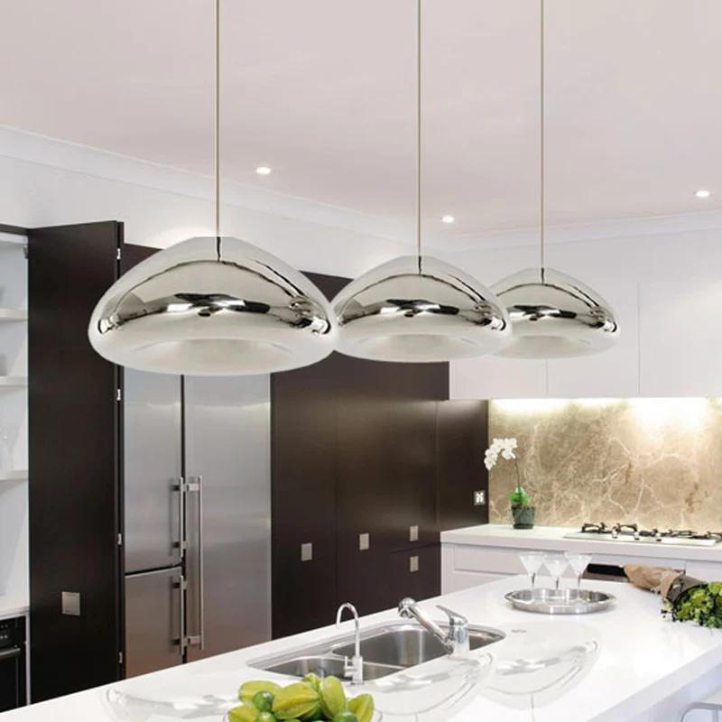 7"/12" W dubbelwandige hanglamp postmodern zilver/goud/brons glas 1 lamp zwart plafond hanglamp boven tafel Clearhalo