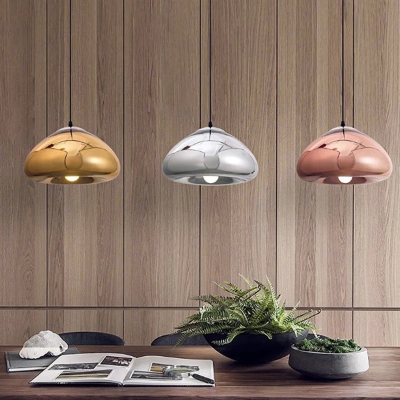 7"/12" W dubbelwandige hanglamp postmodern zilver/goud/brons glas 1 lamp zwart plafond hanglamp boven tafel Clearhalo