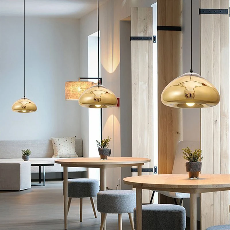 7"/12" W dubbelwandige hanglamp postmodern zilver/goud/brons glas 1 lamp zwart plafond hanglamp boven tafel Clearhalo