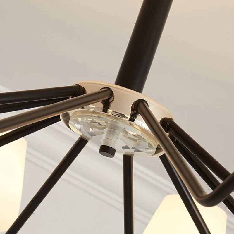 8/10 lichten Sputnik kroonluchter traditionele zwarte melkachtige glazen hanglamp met bekerkap Clearhalo