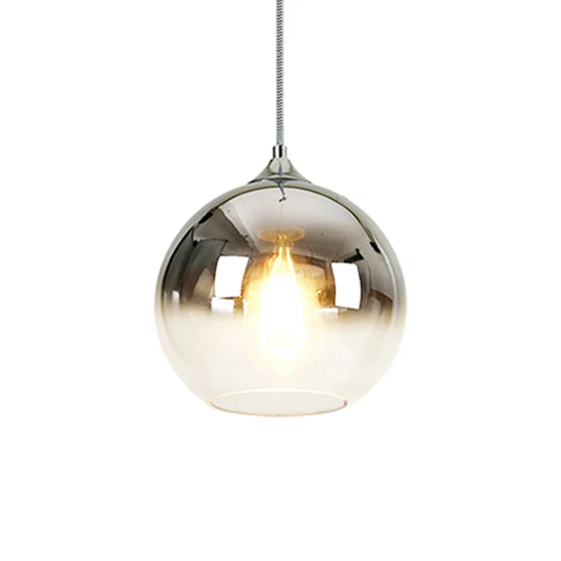 8"/10"/12"W Globe Hanglamp Nordic Glas 1 Licht Zilver/Goud/Rose goud Hanglamp Clearhalo