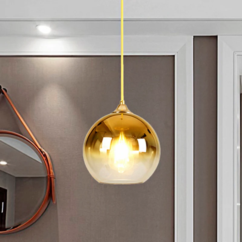 8"/10"/12"W Globe Hanglamp Nordic Glas 1 Licht Zilver/Goud/Rose goud Hanglamp Clearhalo