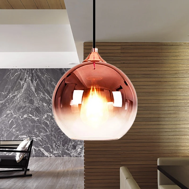 8"/10"/12"W Globe Hanglamp Nordic Glas 1 Licht Zilver/Goud/Rose goud Hanglamp Clearhalo