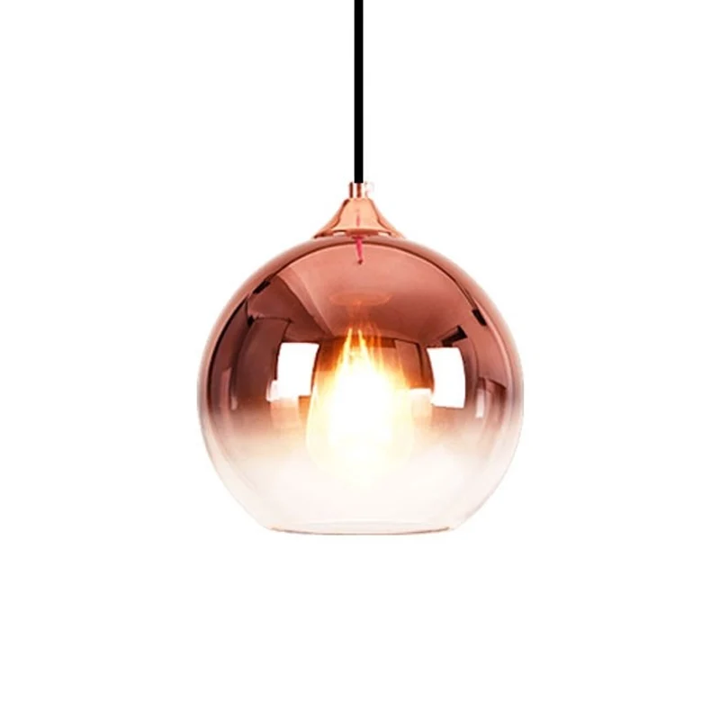 8"/10"/12"W Globe Hanglamp Nordic Glas 1 Licht Zilver/Goud/Rose goud Hanglamp Clearhalo