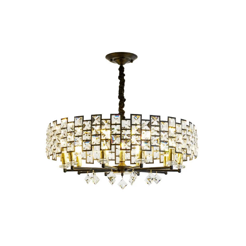 8/12 Heads Hanglamp Traditionele ronde kristallen ingebedde kroonluchter hanglamp zwart Clearhalo