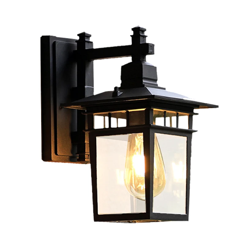 8,5"/11" W 1-lamps wandlamp Lodges Pavilion helder glazen wandmontage verlichting zwart Clearhalo