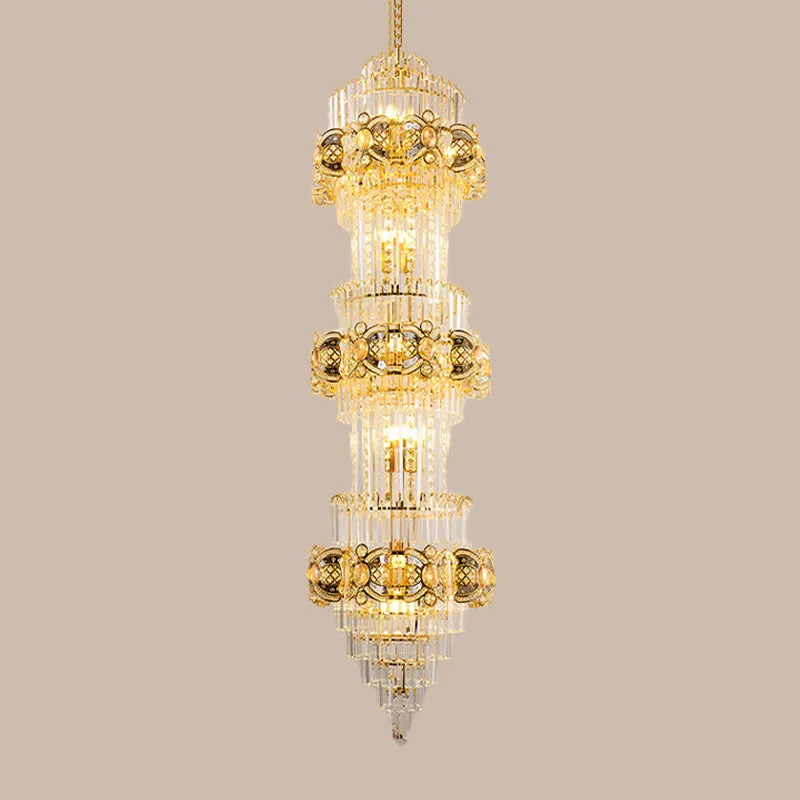 8-lichts gecanneleerde helderglazen staven kroonluchter Retro gelaagde logeerkamer hanglamp Clearhalo