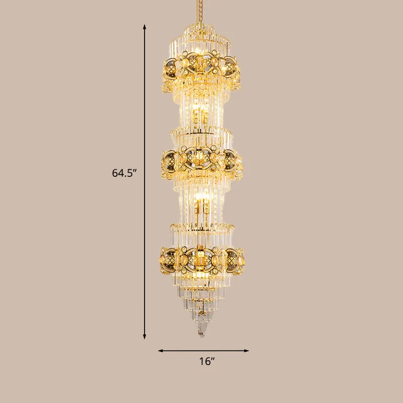 8-lichts gecanneleerde helderglazen staven kroonluchter Retro gelaagde logeerkamer hanglamp Clearhalo