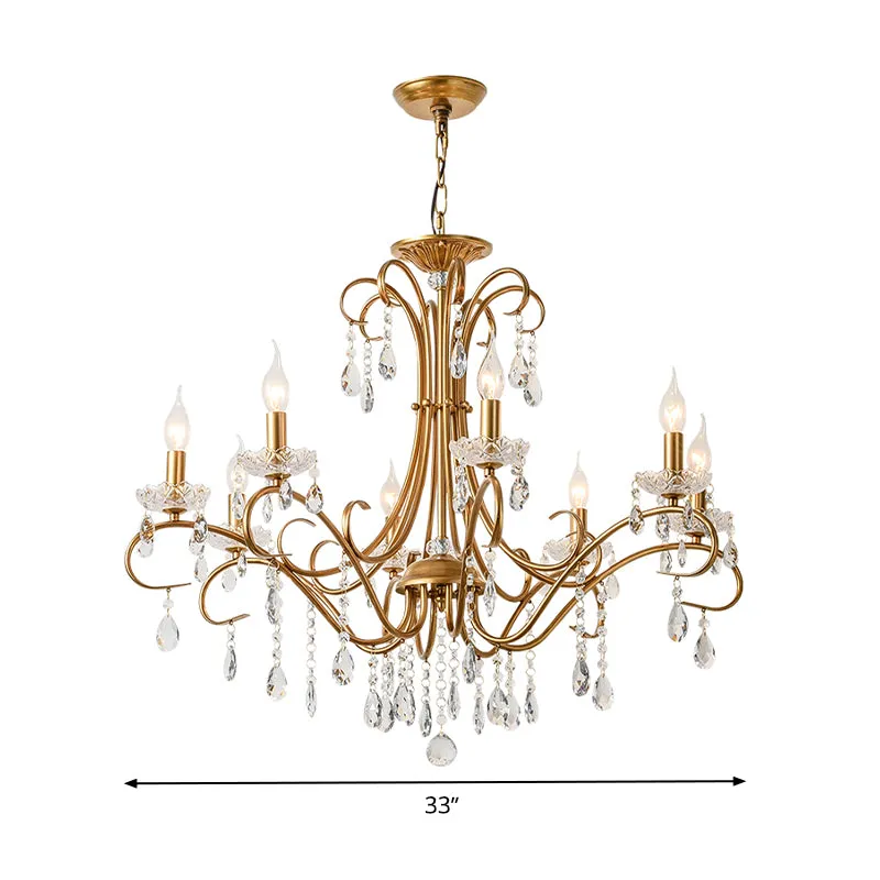 8-lichts kristallen kroonluchter licht platteland gouden kandelaar woonkamer hanglamp Clearhalo