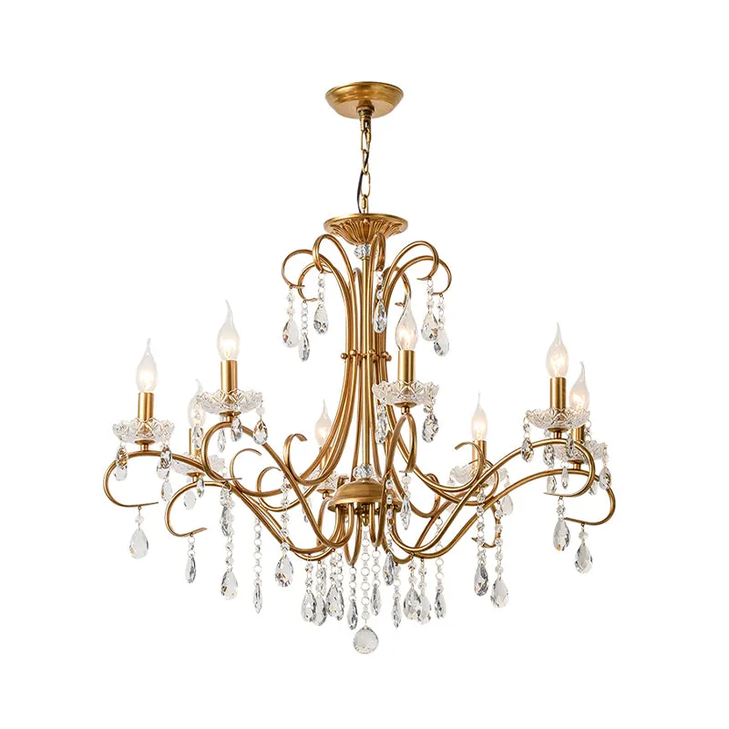 8-lichts kristallen kroonluchter licht platteland gouden kandelaar woonkamer hanglamp Clearhalo