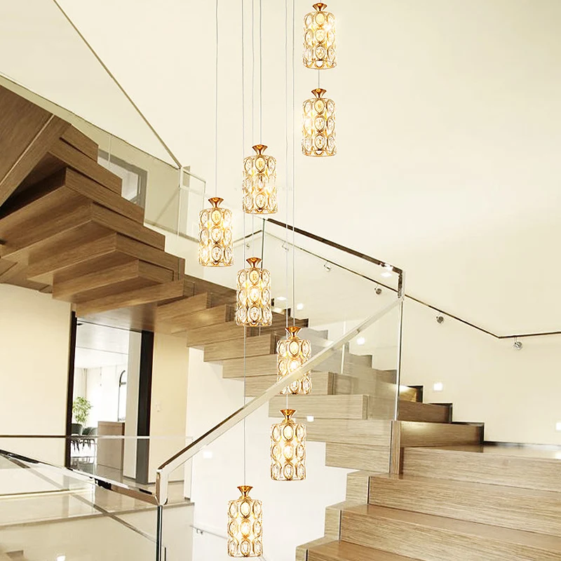8-lichts multi-plafondlamp modernisme cilinder kristallen hanglamp messing Clearhalo