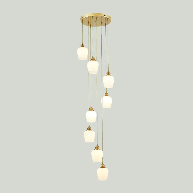 8-lichts tulpenschaduw hanglamp modernistisch wit glas multi-licht hangende kroonluchter Clearhalo