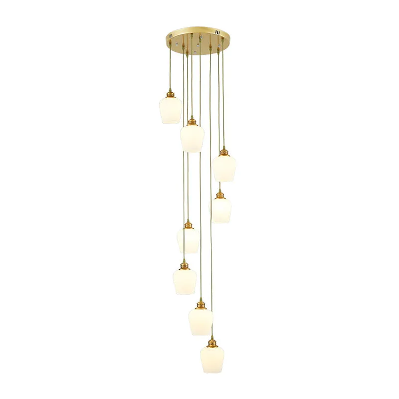 8-lichts tulpenschaduw hanglamp modernistisch wit glas multi-licht hangende kroonluchter Clearhalo