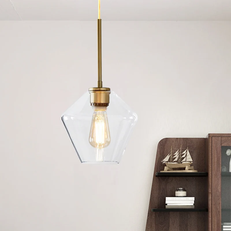4.5 "/9"/12 "brede glazen kap hanglamp met messing lampfitting één lichte moderne hanglamp voor kantoor Clearhalo