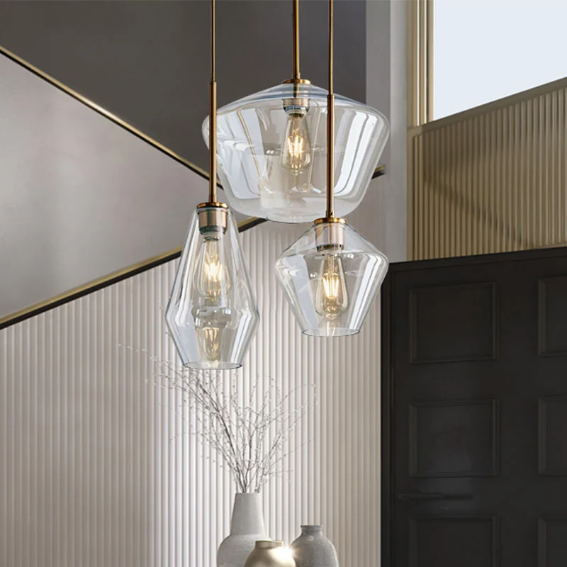 4.5 "/9"/12 "brede glazen kap hanglamp met messing lampfitting één lichte moderne hanglamp voor kantoor Clearhalo