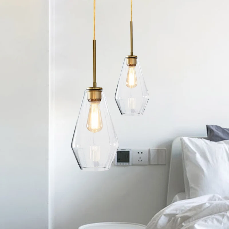 4.5 "/9"/12 "brede glazen kap hanglamp met messing lampfitting één lichte moderne hanglamp voor kantoor Clearhalo