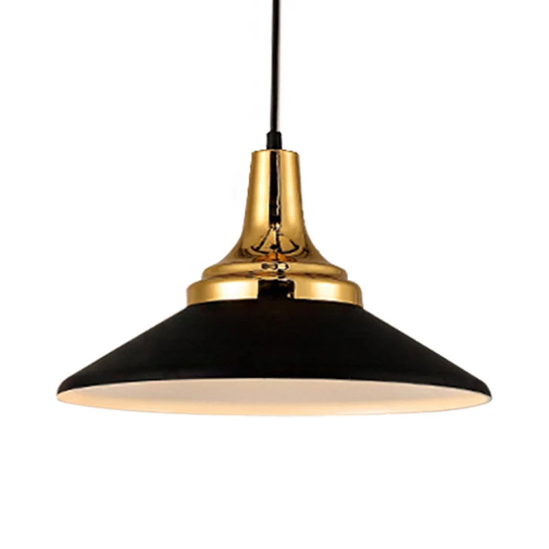 9,5"/14" breedte conische metalen hanglamp Scandinavische stijl 1 licht woonkamer hangend plafondlamp zwart/wit Clearhalo