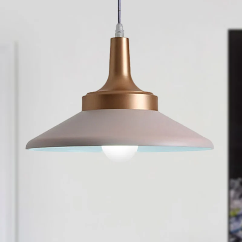 9,5"/14" breedte conische metalen hanglamp Scandinavische stijl 1 licht woonkamer hangend plafondlamp zwart/wit Clearhalo