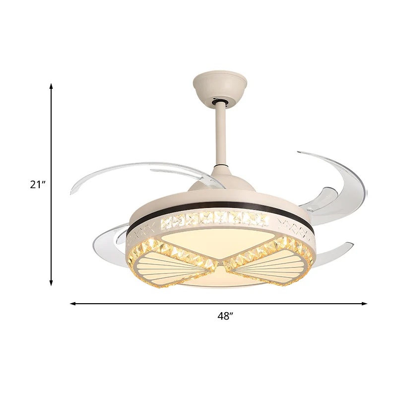 Abrikoos uitsparing semi-inbouw ventilatorlicht modern omkeerbaar 8 blad afgeschuinde kristallen LED-binnenverlichting Cle...