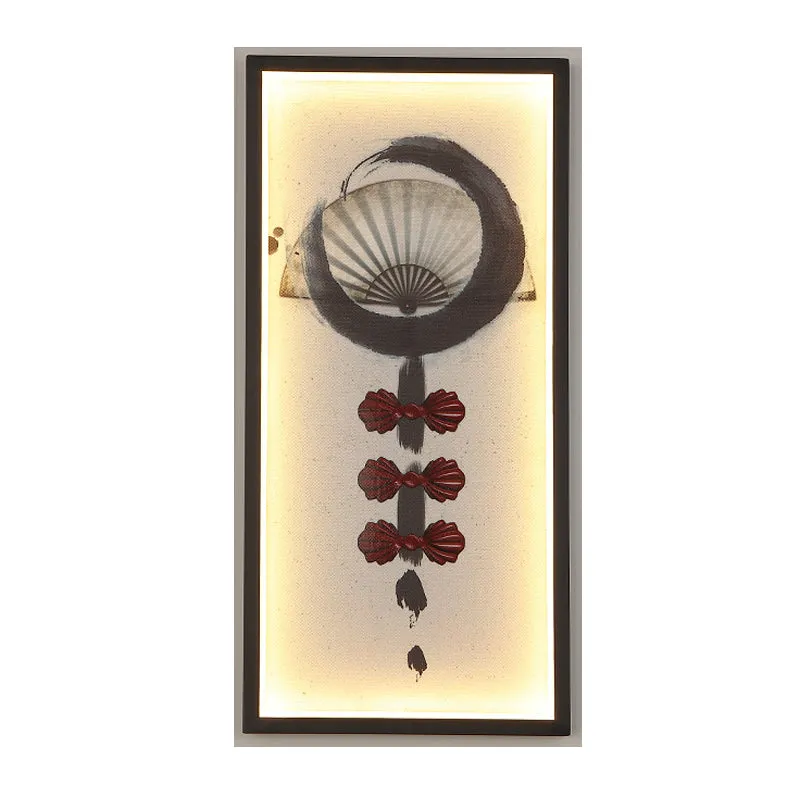 Abstract woonkamermuurschildering verlichting aluminium Chinese stijl LED-wandkandelaar zwart Clearhalo