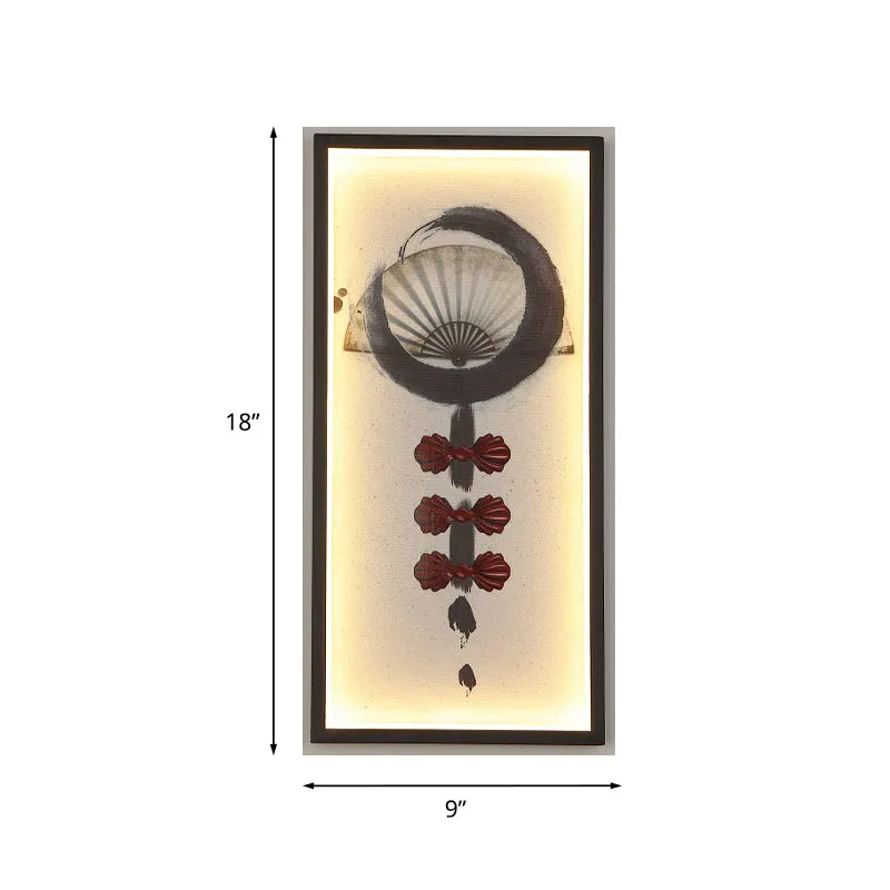 Abstract woonkamermuurschildering verlichting aluminium Chinese stijl LED-wandkandelaar zwart Clearhalo