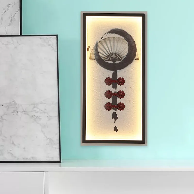 Abstract woonkamermuurschildering verlichting aluminium Chinese stijl LED-wandkandelaar zwart Clearhalo
