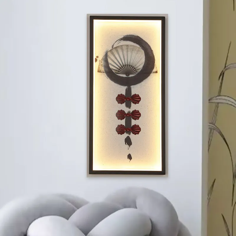 Abstract woonkamermuurschildering verlichting aluminium Chinese stijl LED-wandkandelaar zwart Clearhalo