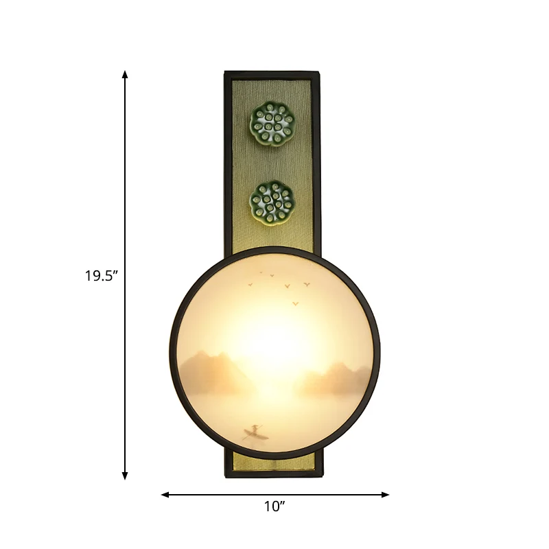 Acryl afgeronde maan en meer muurschildering lamp oosterse stijl LED zwarte wandmontage verlichting Clearhalo