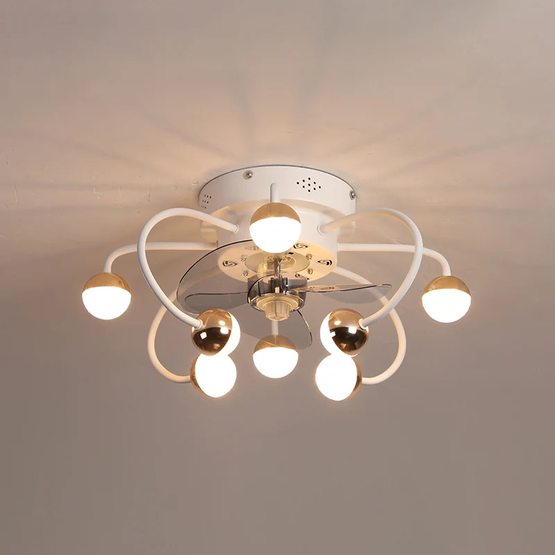 Acryl bal- en kooiventilatorverlichting Moderne LED-afstandsbediening semi-inbouw plafondlamp met 3 bladen, 19 "breed Clea...