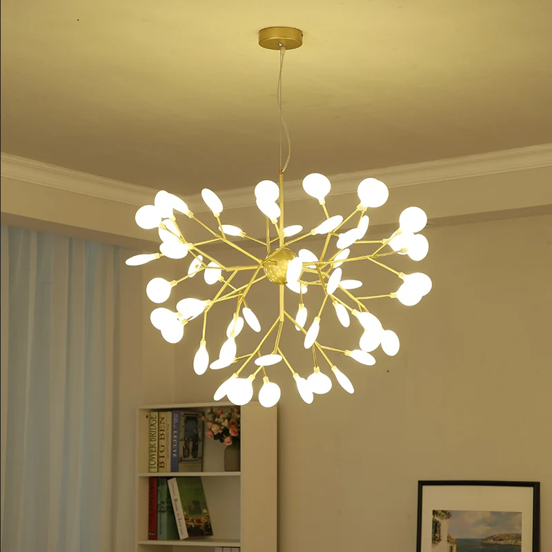 Acryl blad hangende kroonluchter ontwerper gouden afwerking hangende plafondlamp voor slaapkamer Clearhalo