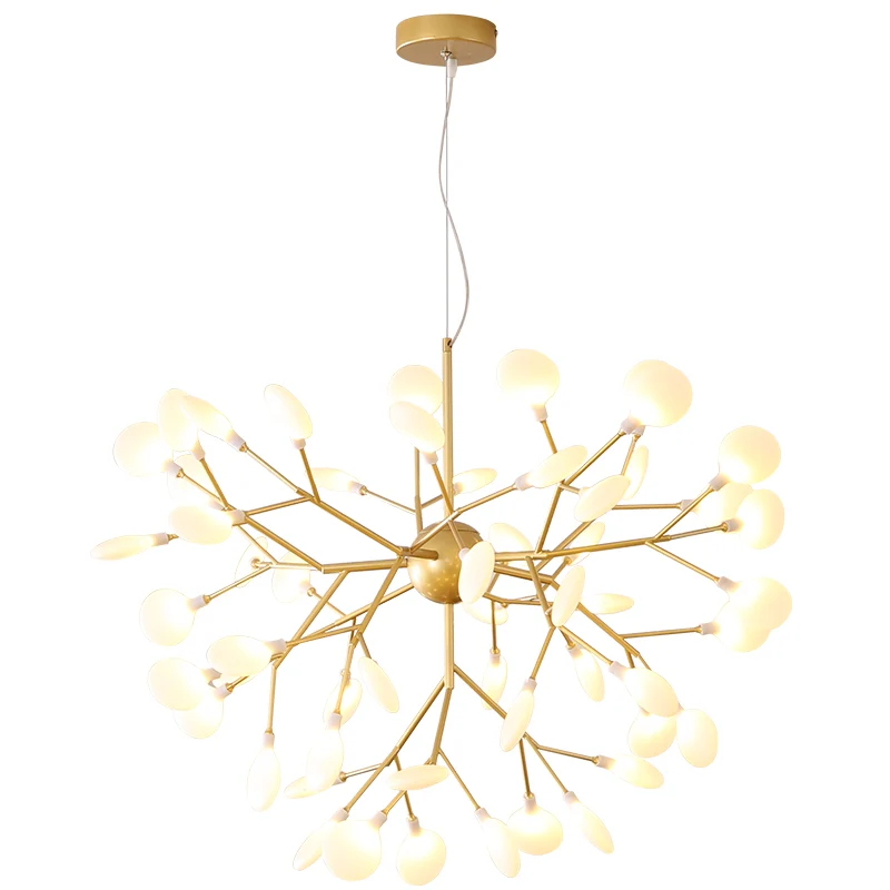 Acryl blad hangende kroonluchter ontwerper gouden afwerking hangende plafondlamp voor slaapkamer Clearhalo