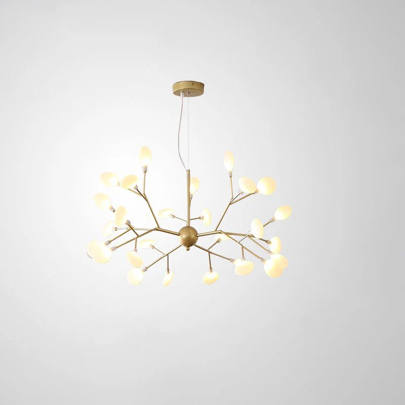 Acryl blad hangende kroonluchter ontwerper gouden afwerking hangende plafondlamp voor slaapkamer Clearhalo