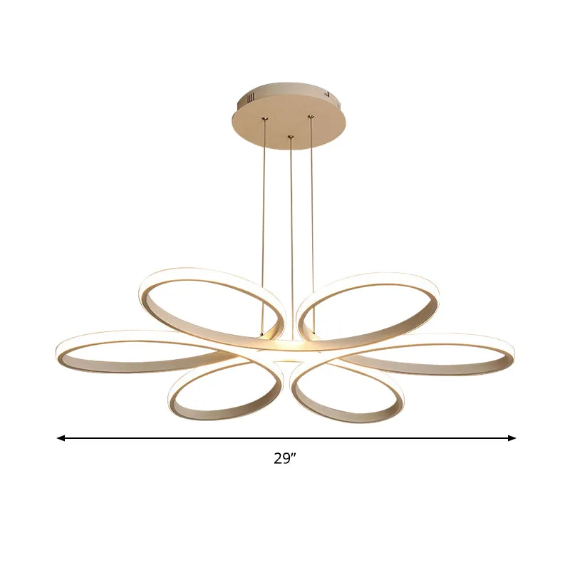 Acryl bloem kroonluchter licht eigentijds LED 23"/29"/35,5" brede plafondhanger warm/wit licht Clearhalo